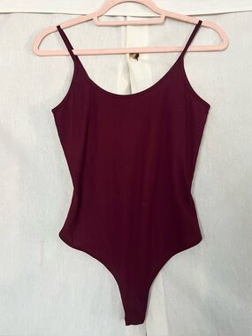 Athleta Burgundy Red Ribbed Tank Bodysuit